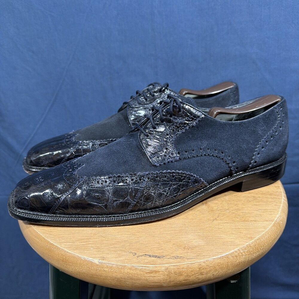 Belvedere Genuine Crocodile BLUE Men Dress Shoe's Size US 9.5